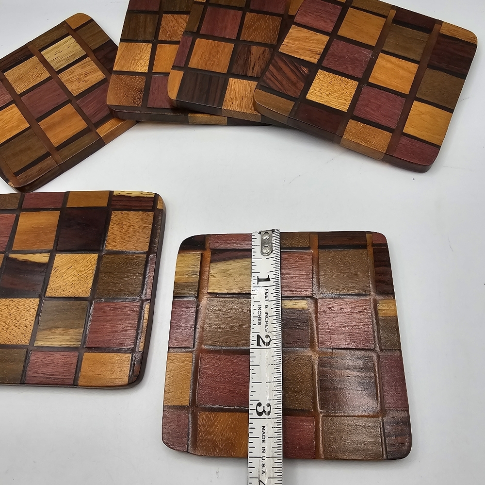 Natural Wood Costa Rican Coasters Set - Picture 4 of 6